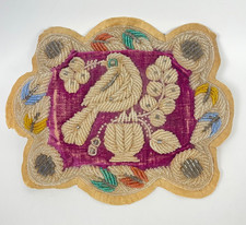 Antique Mohawk Iroquois Beaded Pincushion Bird Purple Velvet Blue Beads c1900 picture