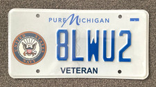 Rare SEALED NOS 2019  NAVY VETERAN Michigan License Plate UNUSED NEW OLD STOCK picture