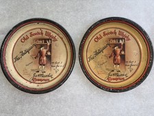 2-VERY RARE  PRE PROHIBITION TIP TRAYS “ OLD SCOTCH WHISKY THE ANTIQUARY” app 4” picture