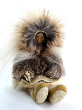 Vintage Alaskan Inuit Hand Made Figurine Doll Native American Art Real Fur 6