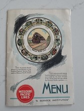 Antique 1933 Missouri Pacific Lines Railroad Menu picture