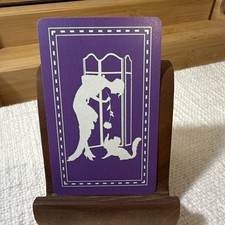 Vintage NOS Linen Silhouette Art Deco Lady with Kitty Single Playing Card picture