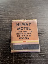 c1950s Hi-Way Motel North Platte NE Lincoln Highway Full Unstruck Matchbook picture