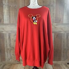 Vintage 80s Embroidered Mickey Mouse Sweatshirt Red Unisex Size 2XL picture