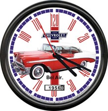 Licensed 1956  Red Chevy Belair 2 Door Chevrolet General Motors Sign Wall Clock picture