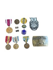Vintage US Military Insignia Medals Lot - 249th MP DET Belt Buckle Patch Pins picture