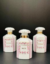 1956 Lefton Jeweled Vanity Set Cologne Astringent Salts Pink Gold Hand Painted picture