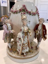 Antique Carl Thieme Porcelain Centerpiece Cracked Egg Figurine Vase picture