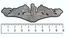 Submarine Dolphins Patch LARGE 9 Inches Wide Metallic Silver picture