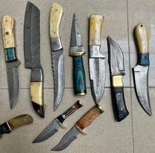 Awesome Custom Handmade Damascus Knives mics sizes Lot Of 15, Hunting Knives picture