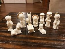 Vtg. White Ceramic Christmas Nativity Set Scene, 10 Small Pieces/Figurines NICE picture