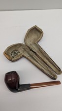 Vtg Antq KB&B Sterling Band Estate Pipe w/ Original Case Cloverleaf Logo READ  picture