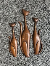 1960s MCM Sexton Set of 3 Brown Metal Wall Art Siamese Cats 19