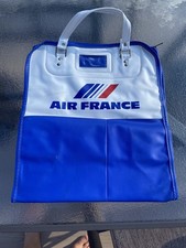 VTG 1970s Air France Flight Bag Retro Blue White Vinyl Carry On picture