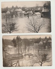 Vintage RPPC: SET OF 2 - FLOOD, HOMES UNDER WATER, MARKLE, INDIANA , MARCH 1913 picture
