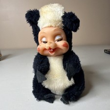 Rushton Stinky Skunk Rubber Face Plush Star Creation 9” Vintage Good Condition picture