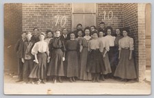 Vintage 1904-1918 AZO RPPC Real Photo Postcard Group Portrait College? Men Women picture