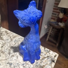 Fenton Winking Alley Cat Blue Slag Glass picture