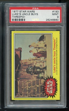 1977 Topps Star Wars # 193 Luke's uncle buys Threepio PSA 9 MINT Vintage Yellow picture