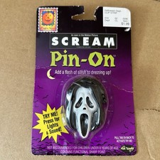 NOS Vintage Scream Movie Pin-On Halloween Button Untested picture