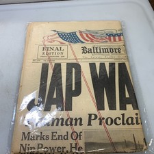 WWII August 14, 1945 Baltimore News-Post first section ~ JAPANESE GIVE UP picture