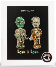 NEW Creepy Co. LOVE IS LOVE Pin Set Frankenstein & The Mummy Pride 1.5in picture