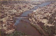 1960s Vintage Rockford IL Aeriel View Rock River Chrome Postcard  picture