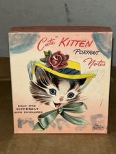 1940’s Cute Kitten Portrait Notes 10 Pack Empty Box With Cat In Hat & Bowtie picture