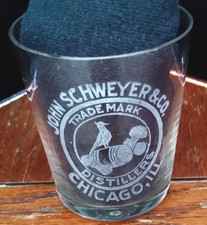 John Schweyer & Co Distillers Chicago, Ill.  Pre Prohibition Etched Shot Glass picture