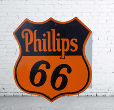 Philips 66 Flange Porcelain Enamel Heavy Metal Sign  Inches Round Double Side picture