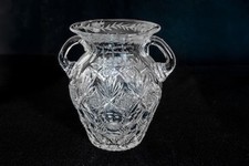 Sinclaire American Brilliant Cut Glass 2 HANDLED VASE Bengal Pattern SIGNED RARE picture