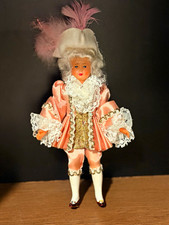 Vintage Colonial Aristocrat Doll Pink Satin Costume Feather Hat-Court Nobleman. picture