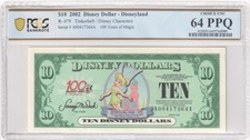 2002 R-079 $10 Disney Dollar Tinkerbell / Disney Characters PCGS Graded 64 PPQ picture