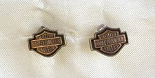 Harley-Davidson 925 Sterling Silver Bar & Shield Stud Earrings Vintage H-D picture