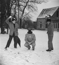 Jean Richard Albert Prejean Raymond Bussieres having a snowball fi- Old Photo 2 picture