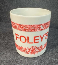 Vintage Foley’s Department Store Christmas Holiday Coffee Mug Red White 3.75” picture