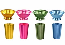 NEW Beautiful Colorful 8 PCS Aluminum Retro Metal Cup & Dessert Bowl Set picture