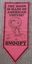 RARE 1969 SNOOPY Pennant/Banner MOON MADE OF AMERICAN CHEESE 1st Lunar Landing picture