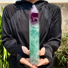 2.1LB Natural Fluorite Crystal Column Magic Wand Obelisk Point Earth Healing picture