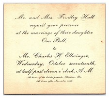Original 1910s - Wedding Announcement and Invitation Card - Elderton, PA picture