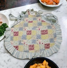 MWW MARKET VTG Apron Patchwork Floral Stripes Farmhouse Adjustable Strap NWOT picture