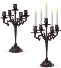 5 Arm Black Candelabra Set - Vintage Gothic Candlestick Holders for Events picture