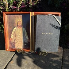 Vintage 1953 RSV Holy Bible in Handcrafted Cedar Box - Thomas Nelson & Sons picture