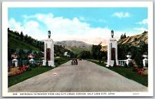Vtg Salt Lake City Utah UT Entrance To Memory Park City Creek Canyon Postcard picture