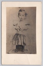 Vintage RPPC Real Photo Postcard Adorable Child Toddler Studio Portrait Early picture