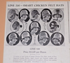 VINTAGE 1920s WOMEN'S FLAPPER HAT POSTER/ORDER FORM FRAMED 15x21 PICS & PRICES  picture