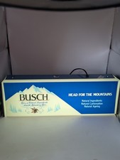 VINTAGE BUSCH BEER MOUNTAINS LIGHT UP 3D SIGN 19x6 MAN CAVE Beer Sign Light 1978 picture