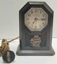 1931 Vintage Bakelite Manning And Bowman  Mantel Art Deco Clock Works  picture