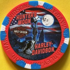 Harley Davidson Wide Print Poker Chip Hunters Moon HD Indiana BATTLEFIELD CROSS picture
