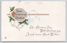 c.1910 Best Christmas Wishes Embossed Stecher Postcard Dunsmuir CA* picture